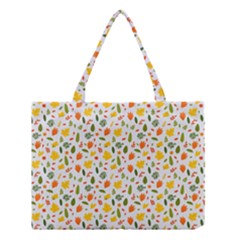 Background Pattern Flowers Leaves Autumn Fall Colorful Leaves Foliage Medium Tote Bag