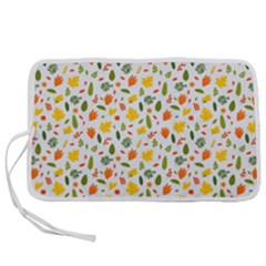 Background Pattern Flowers Leaves Autumn Fall Colorful Leaves Foliage Pen Storage Case (l) by Maspions