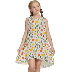 Background Pattern Flowers Leaves Autumn Fall Colorful Leaves Foliage Kids  Frill Swing Dress by Maspions