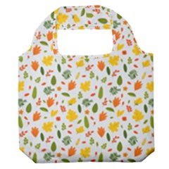 Background Pattern Flowers Leaves Autumn Fall Colorful Leaves Foliage Premium Foldable Grocery Recycle Bag