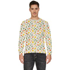 Background Pattern Flowers Leaves Autumn Fall Colorful Leaves Foliage Men s Fleece Sweatshirt