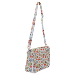 Background Pattern Flowers Design Leaves Autumn Daisy Fall Shoulder Bag With Back Zipper