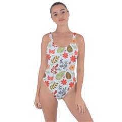 Background Pattern Flowers Design Leaves Autumn Daisy Fall Bring Sexy Back Swimsuit by Maspions