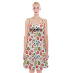 Background Pattern Flowers Design Leaves Autumn Daisy Fall Spaghetti Strap Velvet Dress by Maspions