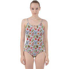 Background Pattern Flowers Design Leaves Autumn Daisy Fall Cut Out Top Tankini Set