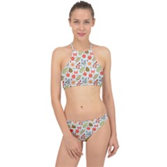 Background Pattern Flowers Design Leaves Autumn Daisy Fall Halter Bikini Set