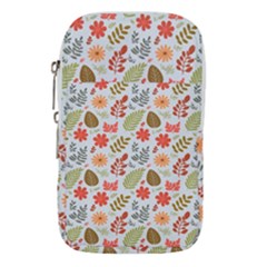 Background Pattern Flowers Design Leaves Autumn Daisy Fall Waist Pouch (small) by Maspions