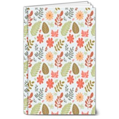 Background Pattern Flowers Design Leaves Autumn Daisy Fall 8  X 10  Hardcover Notebook by Maspions