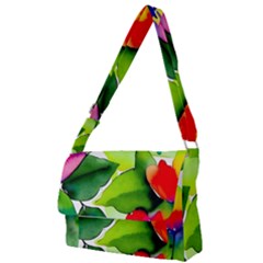 Watercolor Flowers Leaves Foliage Nature Floral Spring Full Print Messenger Bag (s)