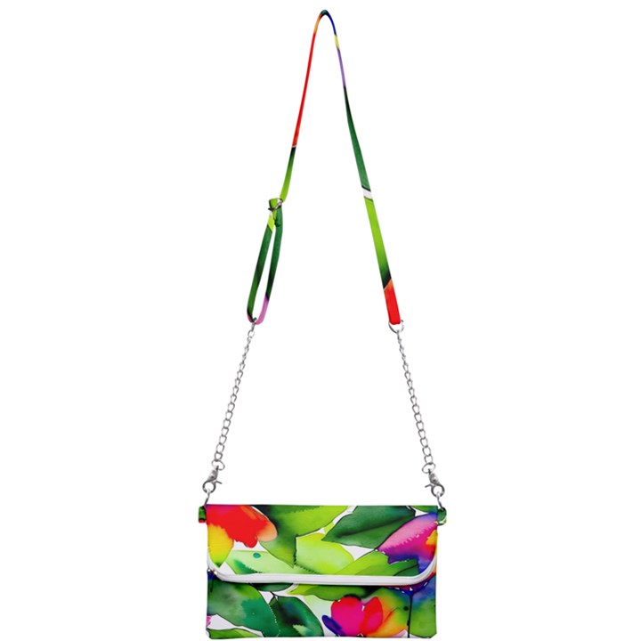 Watercolor Flowers Leaves Foliage Nature Floral Spring Mini Crossbody Handbag