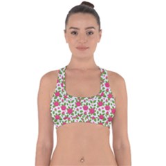Flowers Leaves Roses Pattern Floral Nature Background Cross Back Hipster Bikini Top 