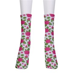 Flowers Leaves Roses Pattern Floral Nature Background Crew Socks