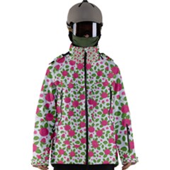 Flowers Leaves Roses Pattern Floral Nature Background Men s Zip Ski And Snowboard Waterproof Breathable Jacket