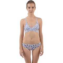 Background Pattern Floral Leaves Flowers Wrap Around Bikini Set