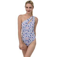 Background Pattern Floral Leaves Flowers To One Side Swimsuit by Maspions