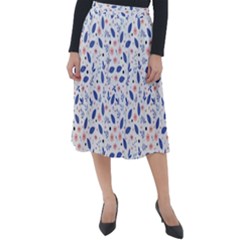 Background Pattern Floral Leaves Flowers Classic Velour Midi Skirt 