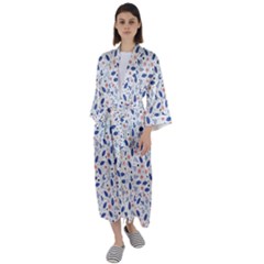 Background Pattern Floral Leaves Flowers Maxi Satin Kimono by Maspions