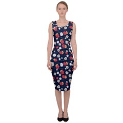 Flowers Pattern Floral Antique Floral Nature Flower Graphic Sleeveless Pencil Dress