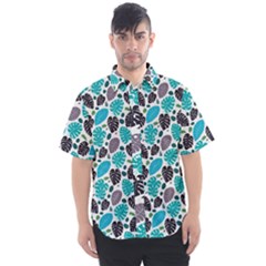 Leaves Monstera Pattern Nature Blue Purple Mauve Flora Men s Short Sleeve Shirt