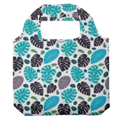 Leaves Monstera Pattern Nature Blue Purple Mauve Flora Premium Foldable Grocery Recycle Bag