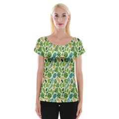 Leaves Tropical Background Pattern Green Botanical Texture Nature Foliage Cap Sleeve Top