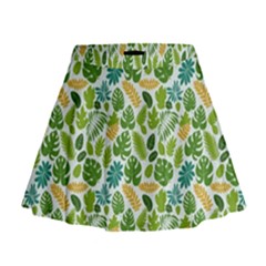 Leaves Tropical Background Pattern Green Botanical Texture Nature Foliage Mini Flare Skirt by Maspions