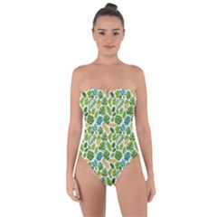 Leaves Tropical Background Pattern Green Botanical Texture Nature Foliage Tie Back One Piece Swimsuit