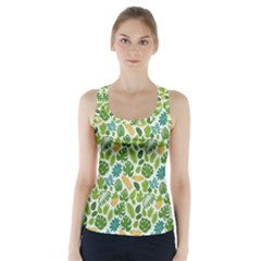Leaves Tropical Background Pattern Green Botanical Texture Nature Foliage Racer Back Sports Top