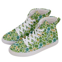 Leaves Tropical Background Pattern Green Botanical Texture Nature Foliage Men s Hi-top Skate Sneakers