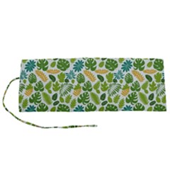 Leaves Tropical Background Pattern Green Botanical Texture Nature Foliage Roll Up Canvas Pencil Holder (s)