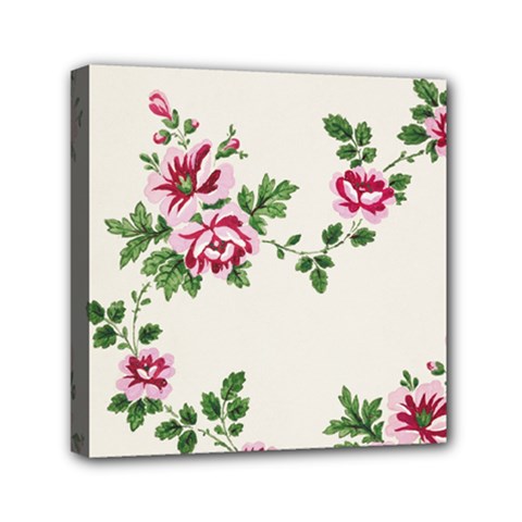 Vintage Flower Art Artwork Blooming Blossom Botanical Botany Nature Floral Pattern Mini Canvas 6  X 6  (stretched)