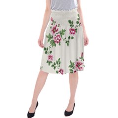 Vintage Flower Art Artwork Blooming Blossom Botanical Botany Nature Floral Pattern Midi Beach Skirt