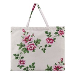 Vintage Flower Art Artwork Blooming Blossom Botanical Botany Nature Floral Pattern Zipper Large Tote Bag