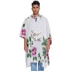 Vintage Flower Art Artwork Blooming Blossom Botanical Botany Nature Floral Pattern Men s Hooded Rain Ponchos