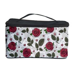 Roses Flowers Leaves Pattern Scrapbook Paper Floral Background Cosmetic Storage Case