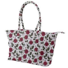 Roses Flowers Leaves Pattern Scrapbook Paper Floral Background Canvas Shoulder Bag