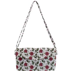 Roses Flowers Leaves Pattern Scrapbook Paper Floral Background Removable Strap Clutch Bag