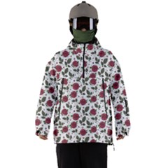 Roses Flowers Leaves Pattern Scrapbook Paper Floral Background Men s Ski And Snowboard Waterproof Breathable Jacket