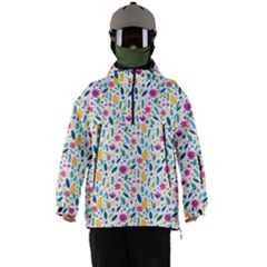 Background Pattern Leaves Pink Flowers Spring Yellow Leaves Men s Ski And Snowboard Waterproof Breathable Jacket by Maspions