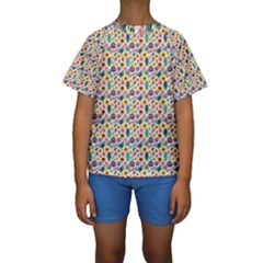 Floral Flowers Leaves Tropical Pattern Kids  Short Sleeve Swimwear