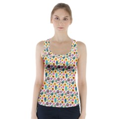 Floral Flowers Leaves Tropical Pattern Racer Back Sports Top