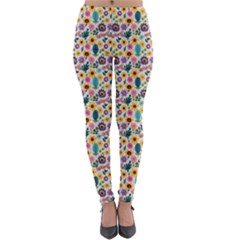 Floral Flowers Leaves Tropical Pattern Lightweight Velour Leggings