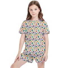 Floral Flowers Leaves Tropical Pattern Kids  T-shirt And Sports Shorts Set by Maspions