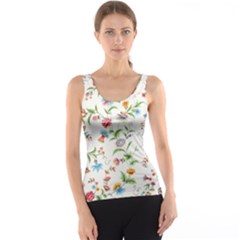 Vintage Floral Flower Pattern Art Nature Blooming Blossom Botanical Botany Women s Basic Tank Top