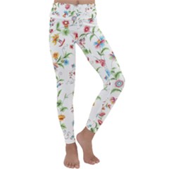 Vintage Floral Flower Pattern Art Nature Blooming Blossom Botanical Botany Kids  Lightweight Velour Classic Yoga Leggings