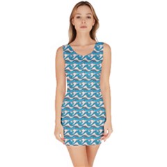 Blue Wave Sea Ocean Pattern Background Beach Nature Water Bodycon Dress