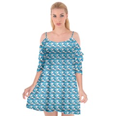 Blue Wave Sea Ocean Pattern Background Beach Nature Water Cutout Spaghetti Strap Chiffon Dress