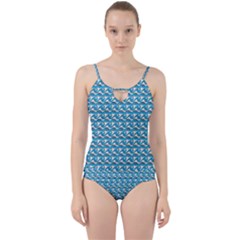 Blue Wave Sea Ocean Pattern Background Beach Nature Water Cut Out Top Tankini Set