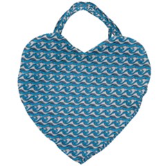 Blue Wave Sea Ocean Pattern Background Beach Nature Water Giant Heart Shaped Tote