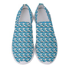 Blue Wave Sea Ocean Pattern Background Beach Nature Water Women s Slip On Sneakers